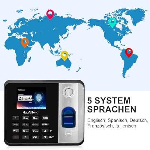 Time Clock - Fingerprint Time Clocks for Employees Small Business Automatic Calculate Hours, H1 Standalone Offline Biometric Clock in Machine for Employees with 5 RFID Cards (0 Monthly Fees)