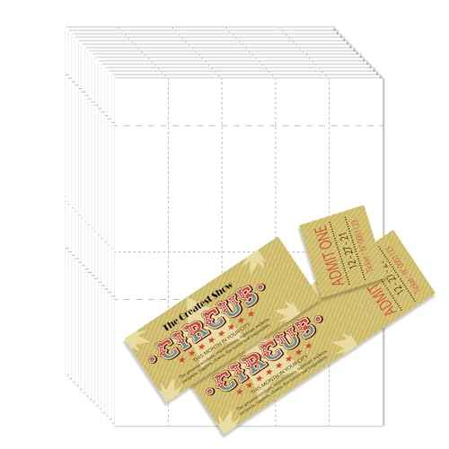 Mr-Label 2000 Printable Raffle Tickets with Tear-Away Stubs, 230GSM Heavyweight Micro-Perforated Cardstock, Laser/Inkjet, for Raffle and Event Tickets