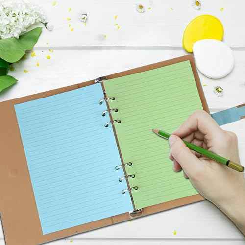 A5 Colorful Lined Filler Paper, 6-Hole Punched, 120GSM Loose-Leaf Paper and Planner Inserts for Notebooks, Journals, and Study Notes,50 Sheets/100 Pages