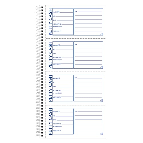 Adams 2-Part Petty Cash Receipt Book, Spiral-Bound, 4 Receipts/Page, 200 Sets