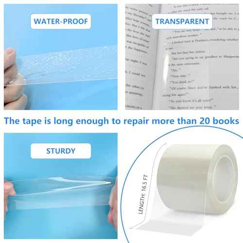 Archival Safe Acid-Free Book Repair Tape,Clear Strong Waterproof Adhesive,No Residue for Libraries,Old Books,Broken Pages,(2 Inch x 16.5 Feet)
