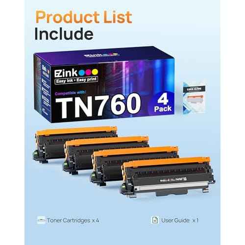E-Z Ink TN760 Toner for Brother Printer Compatible for Brother TN-760 TN730 TN-730 Toner Cartridges to Use with MFC-L2710DW MFC-L2750DW HL-L2350DW HL-L2370DW HL-L2395DW L2390DW DCP-L2550DW (4 Black)
