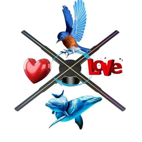 3D Hologram Fan, 26 Inch 2000 * 1536PX Hi-Resolution 768 HD LED Beads Holographic Fan, Holographic Video Advertising Projector Support APP+Bluetooth Audio+WiFi (65CM 16G)