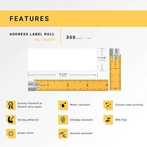 HOUSELABELS Compatible DYMO 30252 Address Labels (1-1/8" x 3-1/2"), Strong Permanent Adhesive, Compatible with DYMO LW 450, 4XL, Rollo & Zebra Desktop Printers, 12 Rolls /4200 Labels