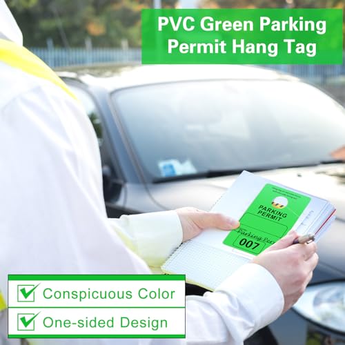 500 Pack Parking Permit Hang Tag Plastic Parking Placards Numbered 001-500 PVC Hang Tag 3 x 5 Inch for Car Rear View Mirror