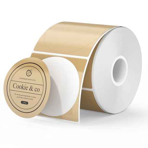 MUNBYN 3 Inch Brown Round Thermal Labels, Multi-Purpose Circle Thermal Stickers for Small Business, 500 Labels/1 Roll