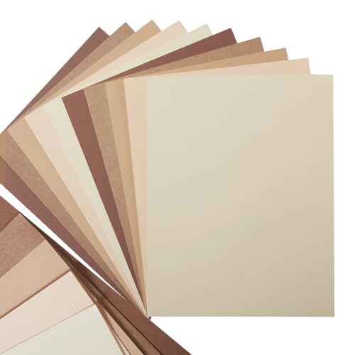 30 Sheets 8.5x11 Color Tones Cardstock Paper 250GSM Thick Paper Cards for Birthday Party, Invitations and DIY Crafts Decoration (Brown)