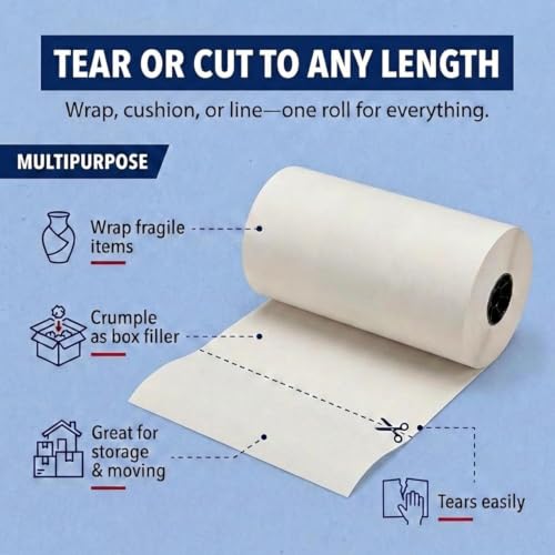 BOX USA White Newsprint Paper Roll 24x17280" (1440'), Recycled for
