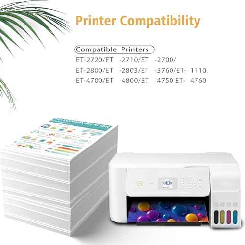 Replacement for Epson 522 Ink Refill Bottles for EcoTank ET-2720 ET-2800 ET-2803 ET-4800 ET-4700 ET-2710 High Capacity Replacement for T522 522 Ink Refill Bottles (4-Pack)