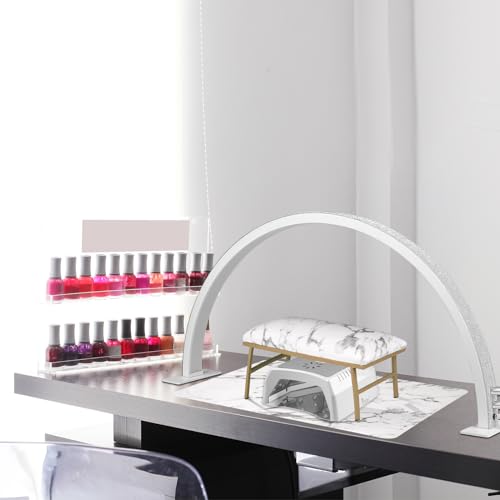 IMENE Half Moon LED Manicure Light - 29in Table Lamp, 3000-6000k Perfect for Nails & Lashes (White Rhinestone)