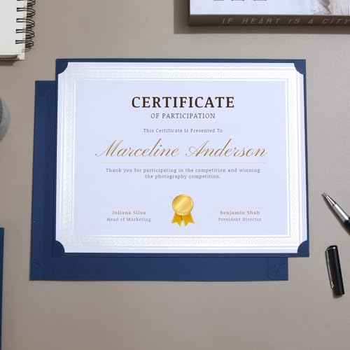 Single Sided Certificate Holders for Awards, Diploma Cover, Graduation Supplies, Navy Blue (11. x 9 in) (125)