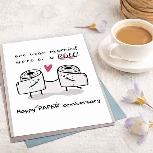 Happy 1st Anniversary Wedding Gifts for Him Her, Funny Paper Anniversary Cards for Wife Husband, Romantic 1 Year Anniversary Card for Couple, First Aday Day Gifts