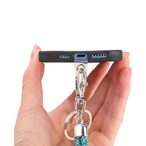 Fashion 34.8'' Sparkle All Round Strap Crystal Neck Lanyard,Exclusive Bling Work Name Card Holder,Rhinestone Cellphone Necklace ID Badge Reel Clip for Women,Bonus Cellphone Safety Tab(AB White,1PC)