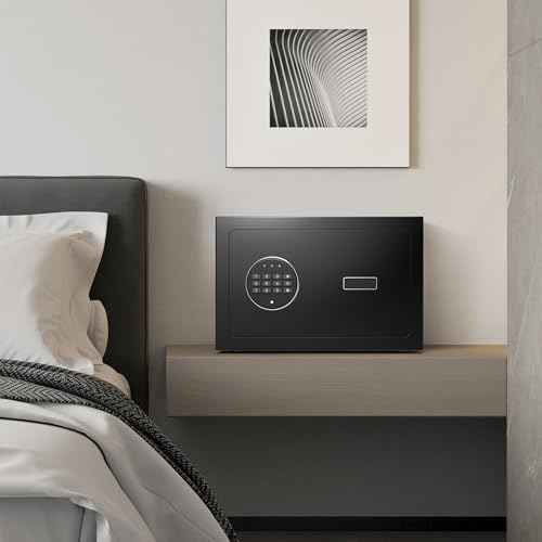 0.6 Cub Small Safe Box, Safety Box with Electronic Digital Keypad, Home Safe Box with Internal LED Light, Solid Alloy Steel Personal Safes for Home Office Hotel, Black