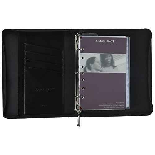 "AT-A-GLANCE Day Runner Windsor QuickView Slim Profile Starter Set, Undated, 3 Rings, Size 4, 5-1/2 x 8-1/2"", Black or Brown, Color Will Vary (101-0286) "