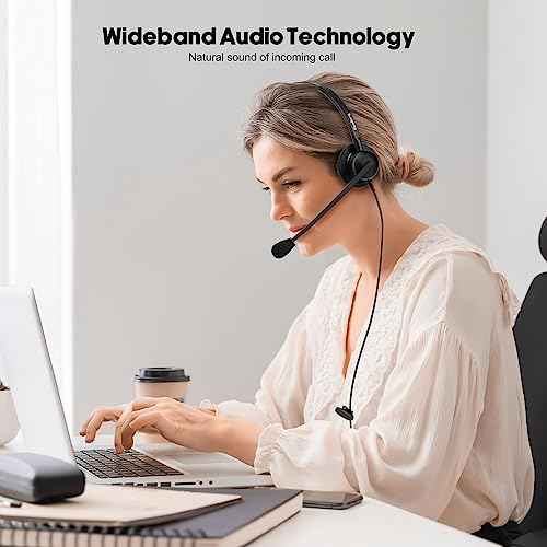 Phone Headset with Microphone Noise Cancelling & Mic Mute, RJ9 Telephone Headsets for Call Center Landline Deskphone, for Cisco Office Phones 7940 7942 7945 7960 7962 7965 7811 7821