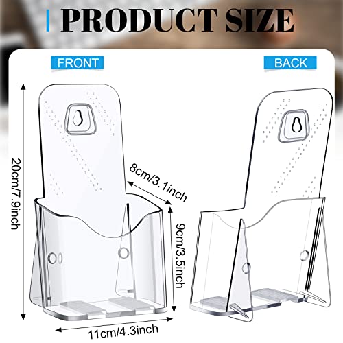 15 Pieces Acrylic Brochure Holder Stand Clear Plastic Flyer Organizer A6 Size Brochure Container 4 Inch Wide Wall Mount or Standing Pamphlet Counter Display for Home Office Classroom Supplies