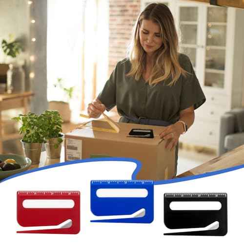 3-Pack Letter Openers with Ruler & Magnifier - Envelope & Package Slitter Tool, Safe Paper Cutter for Mails, Envelopes, Packages