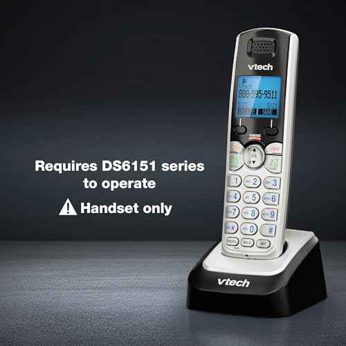 VTech Accessory Handset for DS6151 Series with 2-Line Cordless Phone, Suitable for Small Business or Home, Answering System, Expandable up to 12 Handsets, Intercom, Conference | DS6101 (Black/Silver)