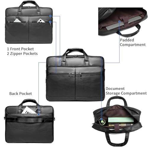 seyfocnia Men¡¯s Leather Messenger Bag, 15.6 Inch 17.3 Inch Laptop Briefcase Satchel Computer Shoulder Bag Business Handbag