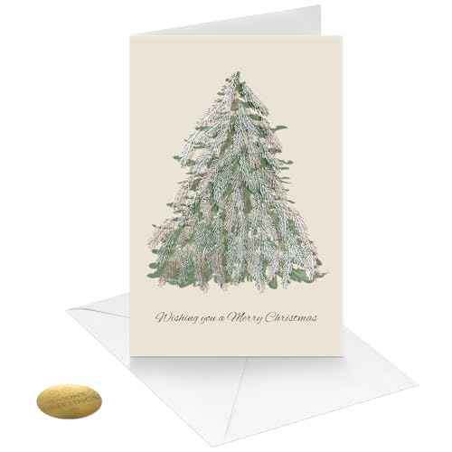 easykart labels Pack of 48 Luxury Christmas Cards Christmas Tree Design, 6.75 x 4.5 Inch Merry Christmas Cards with Seal Stickers For Friends, Family and loved Ones