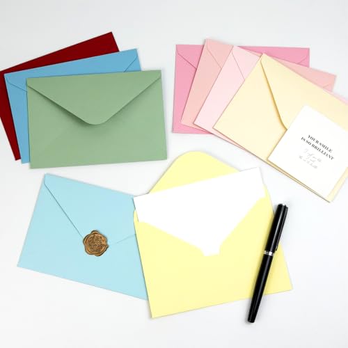 50 PCS Sage Green A4 Envelopes with Gold Stickers for Invitations - 4x6