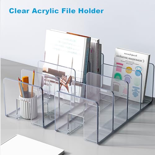 Marte Vanci 2 Pack Clear Acrylic File Sorter, 4-Compartment Desk Organizer