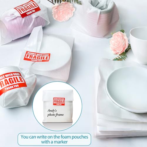 350 Pcs Dish Packing Supplies for Moving, 250 Cushion Foam Pouches