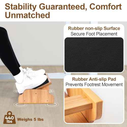 StrongTek Ergonomic Rocking Foot Rest for Under Desk, Adjustable Foot Stool with Non-Slip Surface, Three Positions for Comfort & Stability, Enhances Posture & Circulation, Ideal for Office & Home Use