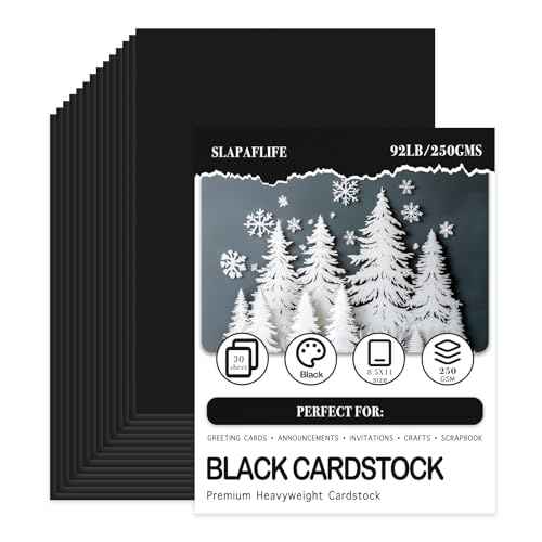 30 Sheets Black Cardstock, Card Stock 8.5 x 11, 92lb/250gsm Black Paper, Heavy Cardstock Paper for Invitations, Scrapbooking, Art, Crafts, DIY Projects and Drawing (30)