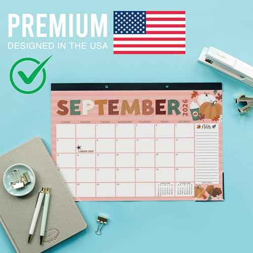 Hadley Designs Desk Calendar 2026 - Desktop Calendar 2026, 18 Month Large Desk Calendars 2026-2027, January 2026 - June 2027, Cute Pastel Theme Classroom Decor Teacher Must Haves, Designed in USA