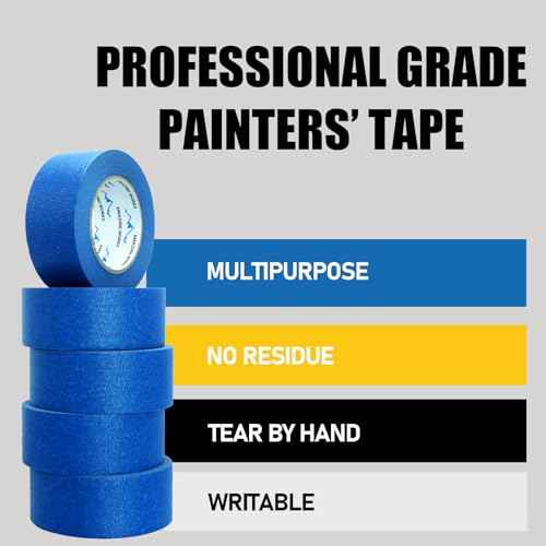 10 Rolls Painters Tape 2 inch Wide, General Purpose Blue Painters Tape, 2 Inches X 60 Yards Blue Masking Tape for Indoor and Outdoor Use, Protects Surfaces and Removes Easily, 600 Yards in Total