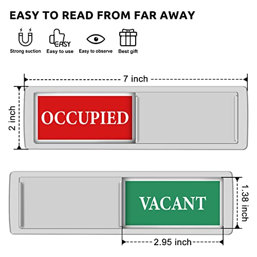 K KitchenTour Vacant Occupied Privacy Sign - Silver, Magnetic Door Indicator 1-1