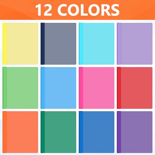 72 Pack Plastic Report Covers with 3 Prongs Presentation Folders Bulk, 100 Sheet Capacity, Clear Front Report Covers for Presentation Document Paper School Office Supplies (Colorful)