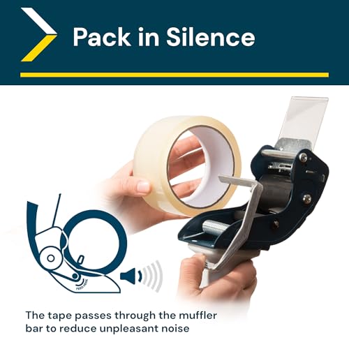 Excell RTS-82891 Low Noise Packing Tape Dispenser, Tape Gun Fit 2 Inch Wide Tape 3 Inch Core for Carton, Packaging and Box Sealing - 2Pack