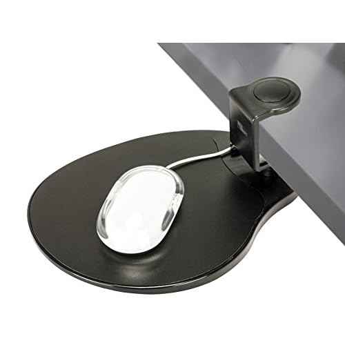 Clamp on Mouse Platform, Clip on Mouse Pad, Rotating 360, Easy Slide Out Tray, Suitable Up to for 1.5" Thickness Desk, for Home, Office to Save Space (Black)
