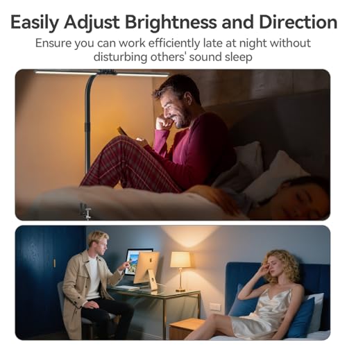 AUSDOM LED Desk Lamp for Home Office, 24W Ultra Bright Architect Task Light with Clamp & USB Port, 5 Colors & Dimming Touch Control, Flexible Gooseneck for Reading, Crafting, Gaming- 50 Lighting Modes