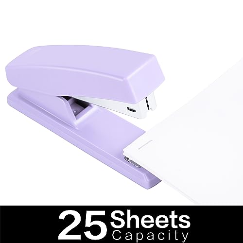 Deli Purple Desktop Stapler A6-Purple with 640 Staples, 25 Sheet Capacity