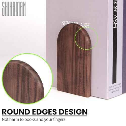 Book Ends,4 Pack Medium Bookends Wood Book Ends Universal Economy Bookend (4, Medium)