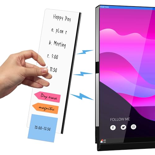 Crpich Magnetic Acrylic Monitor Memo Board - Clear Small 10.6 x 3.3 Inches, Compact Desk Organizer for Laptop & Small Monitors (S-10.6x3.3in)