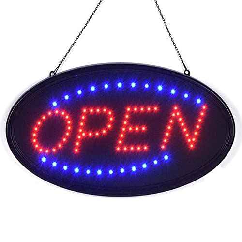 KEBE LED Open Sign, 19"x10" Bright High Visibility Advertisement Board Electric Display Sign Flashing Light for Business Walls Window Shop Bar Hotel, Two Modes