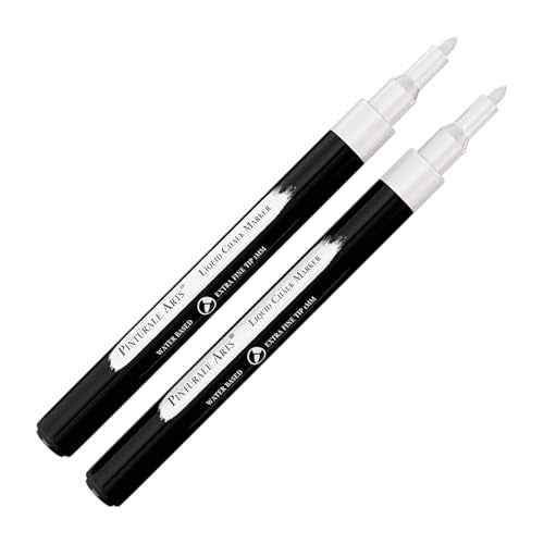 2 Extra Fine Tip White Chalk Markers | 1mm Tip | For Windows, Blackboard, Dry Erase Board, Chalkboards, Glass, Easy Erase | White Chalk Pens Fine Tip