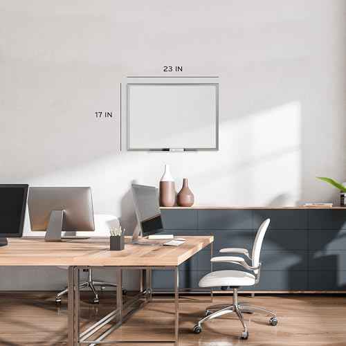 U Brands Magnetic Dry Erase Board White Board, 24" x 18", Silver Aluminum Frame, Includes Marker