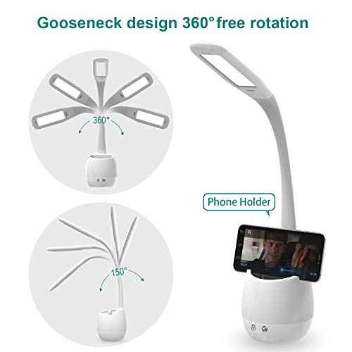 ERAY Rechargeable Battery Operated Lamp with 3 Color Modes/8 Colors Night Light/Pen Holder, Kids LED Desk Table Lamp for Home Office Dorm Reading Studying, Eye Caring, Ideal Gifts, Adapter Included