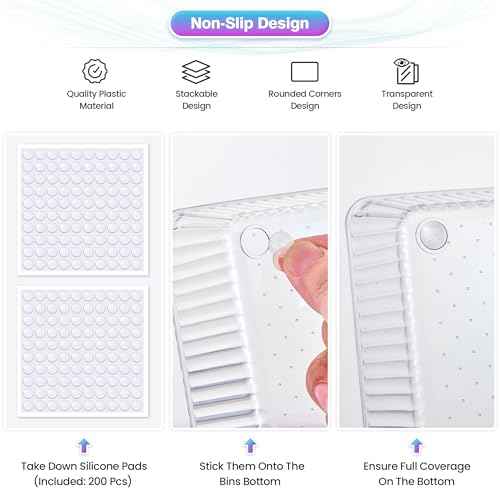 47 PCS Clear Plastic Drawer Organizer Set - 4 Sizes Makeup Organizer Desk Drawer Divider Bathroom Organizers and Storage Bins for Makeup, Jewelry, Gadgets, Office, Kitchen, Bedroom, Bathroom