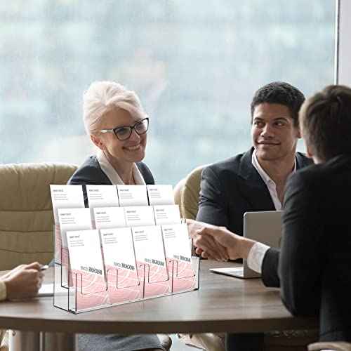 Kigley Acrylic Brochure Holder Pamphlet Brochure Display Stand, 3 Tier 12 Pockets Tabletop Greeting Card Display Clear Flyer Holder for Pamphlet, Document, Sign, Folders