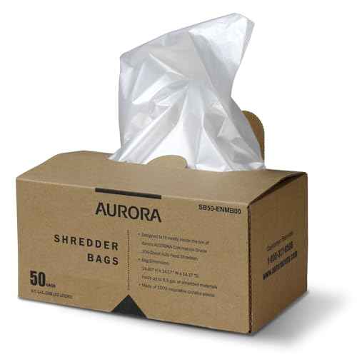 Aurora SB50 Shredder Bags, Design for Aurora AU200MA and AU220MB auto feed shredders, Hold up to 8.5 Gallon of shredded materials, 1 Roll of 50 Bags