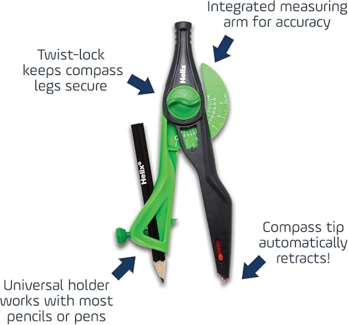 Maped Helix Compass & Protractor Set - Locking Mechanism, 12 Inch
