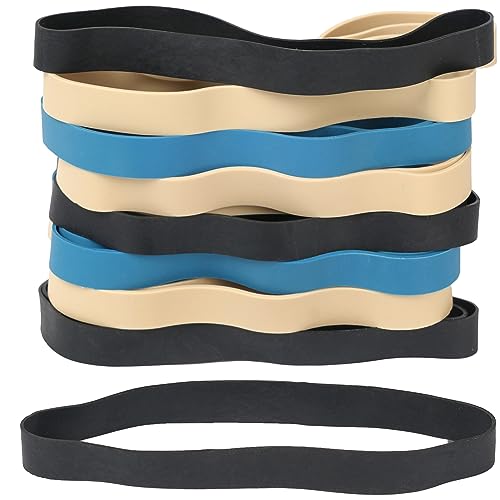 AIWOQI 30 Pack Heavy Duty Rubber Bands 18cm x 15mm Flat Wide Black/Blue/Light Brown