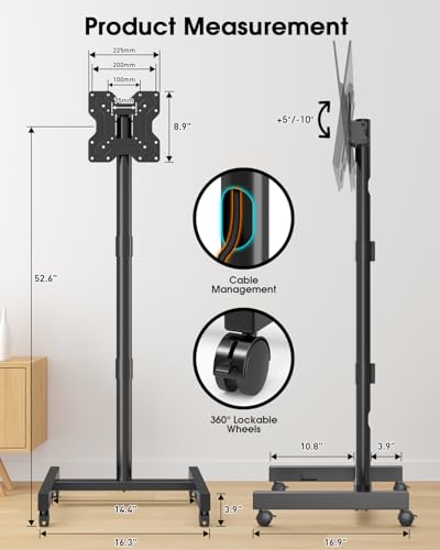 Xyndyx Rolling TV Stand 13-50 Inch TV/Monitor with 50mm Pole, 88 lb Capacity